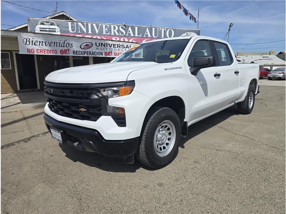 White 2023 Chevrolet Silverado 1500 Work Truck Crew Cab RWD Pickup Truck 4X2