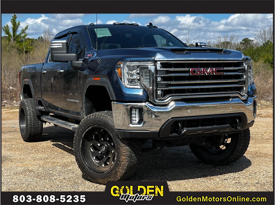 Blue 2020 GMC Sierra 2500HD SLT Crew Cab 4WD Pickup Truck Four-Wheel Drive Automatic