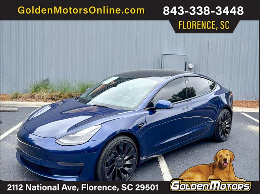 Blue 2022 Tesla Model 3 Performance AWD Sedan All-Wheel Drive Automatic
