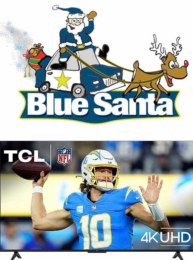 Win a 55 inch TV Blue Santa
